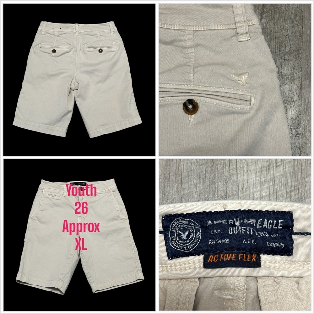 Youth Boys American Eagle 26 XL Shorts Chino Khakis Khaki Active Flex Stretch